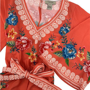 Anthropology flying 🍅very colorful  Floral V Neck  Romper Size Medium